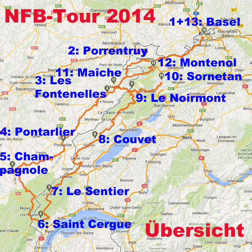 Übersicht NFB-Tour 2014